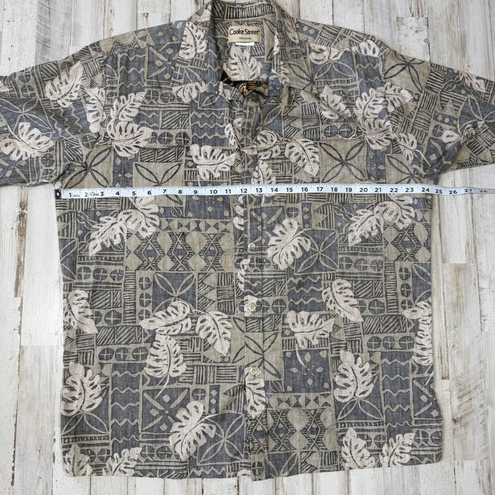 Cooke‎ Street Honolulu Mens  L Hawaiian Shirt Aloha Tropical Leaf Pattern - Picture 7 of 8